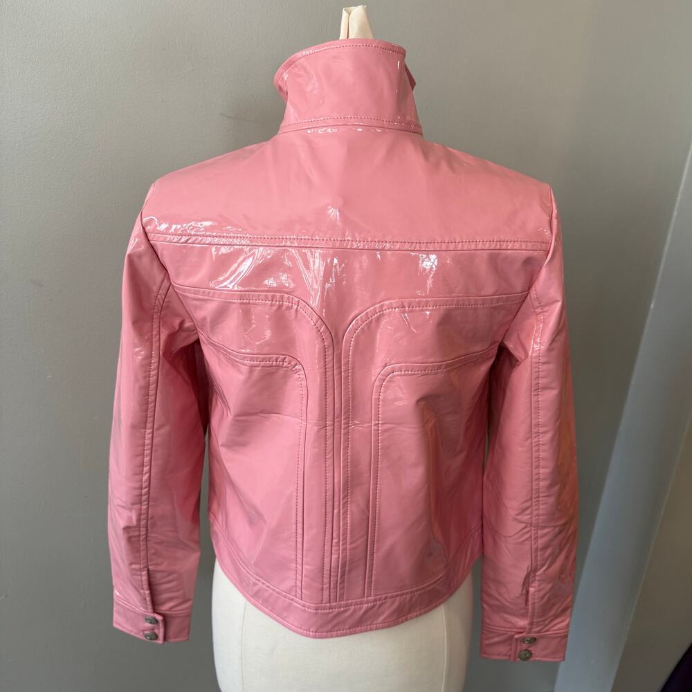Trina Turk NWT Andre Pink‎ Faux Patent Leather Jacket Sz 8 - Picture 5 of 15